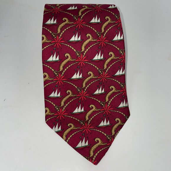 Salvatore Ferragamo Other - Salvatore Ferragamo Neck Tie Silk Sailboat Red Made In Italy Luxury